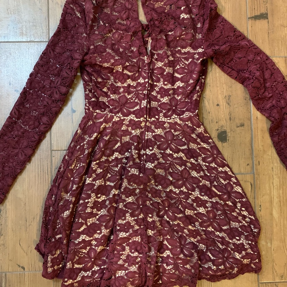 Laced Maroon Dress - Picture 2 of 6
